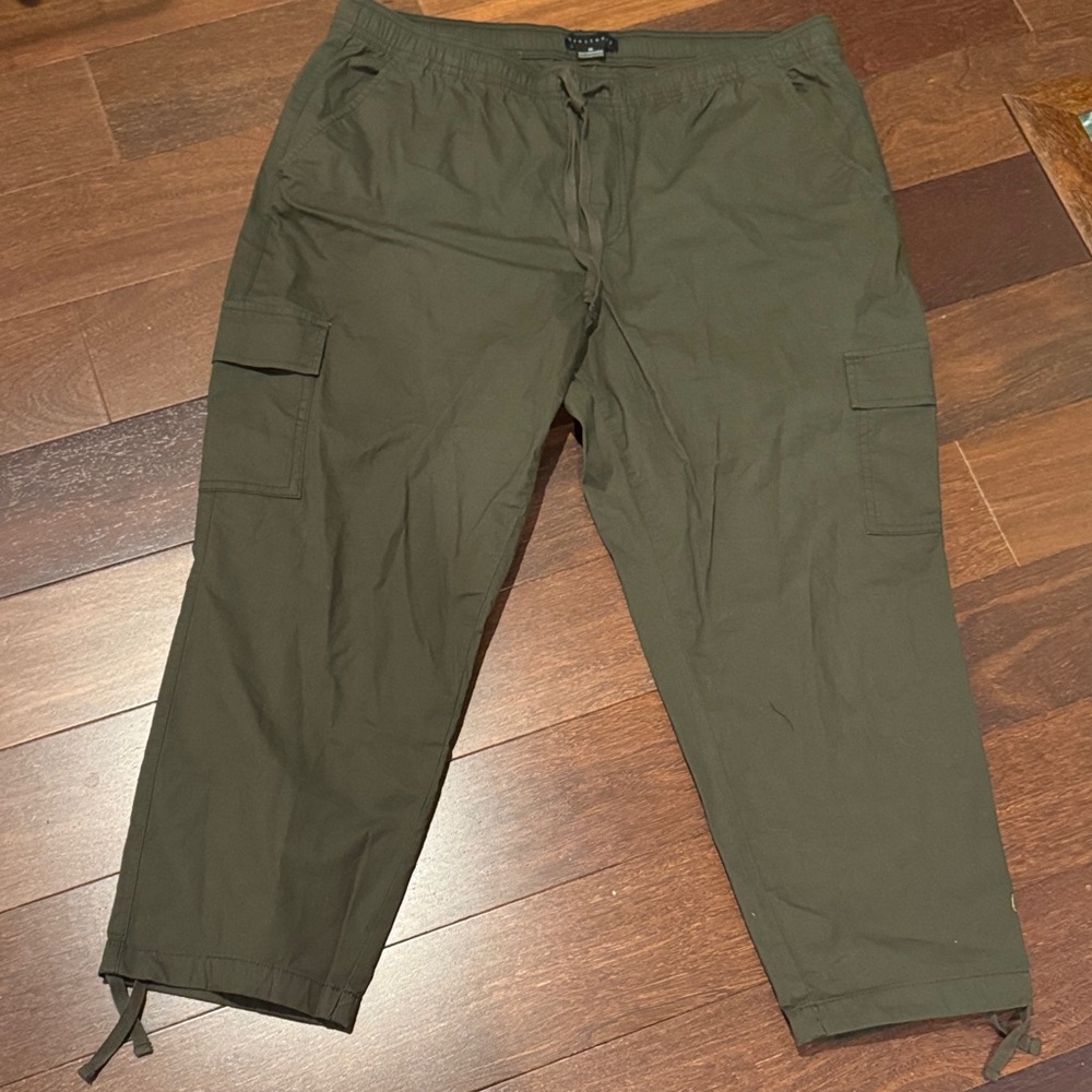 Sanctuary drawstring cotton blend cropped cargo pants with stretch